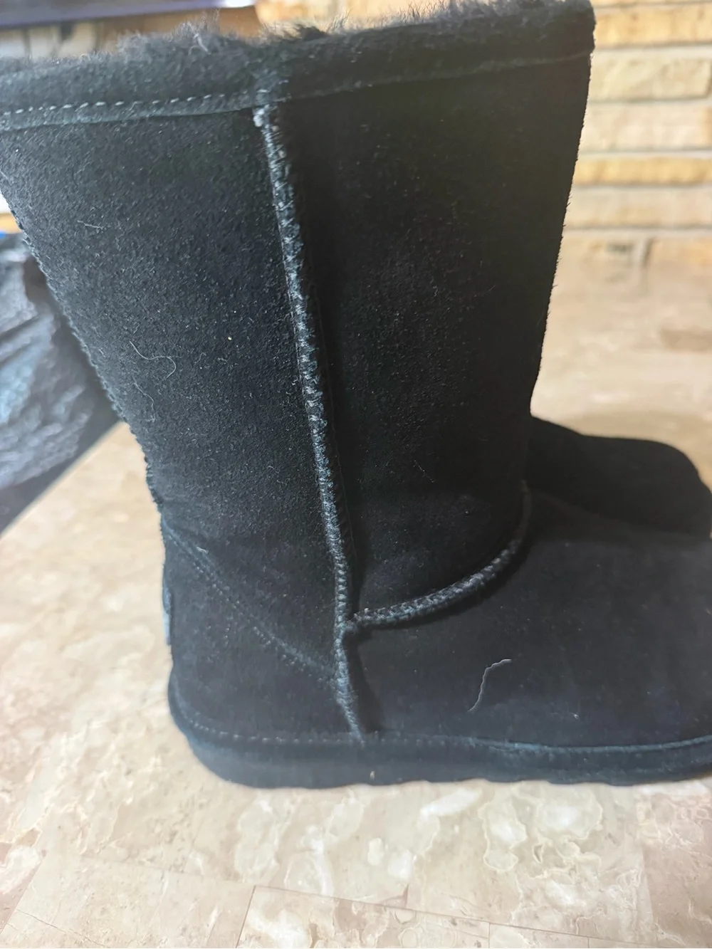 BearPaw Black Suede Fleece-Lined Mid-Calf Winter Boots
